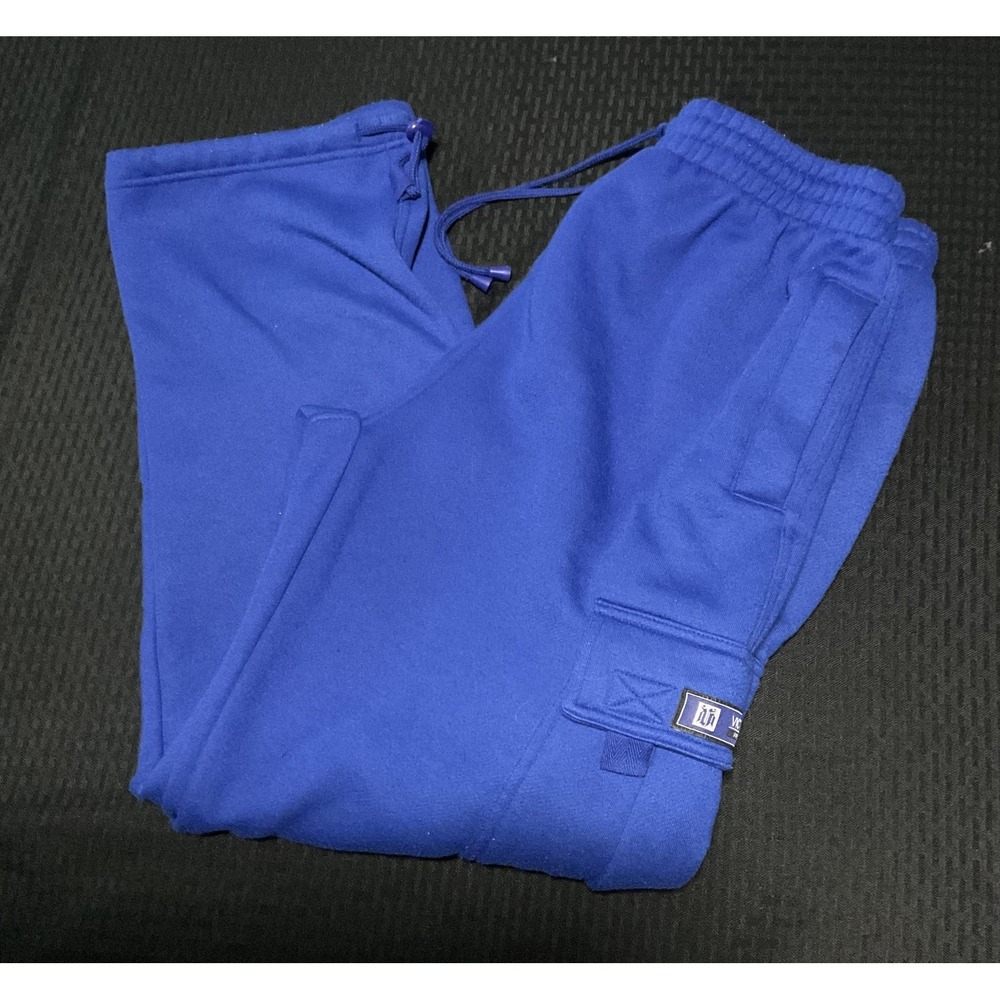 Victorious Sweatpants Mens Large Blue Fleece Cargo Joggers Drawstring Pockets